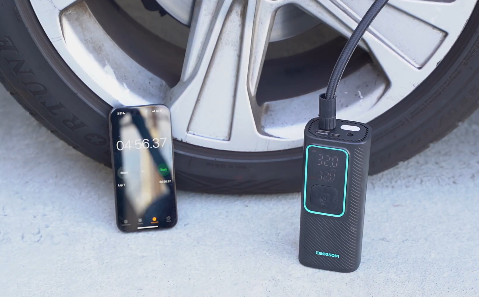 e bossom portable air pump speed test