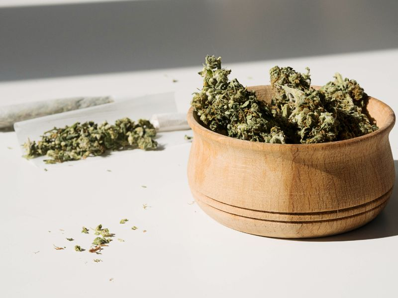 cannabis flower in a bowl