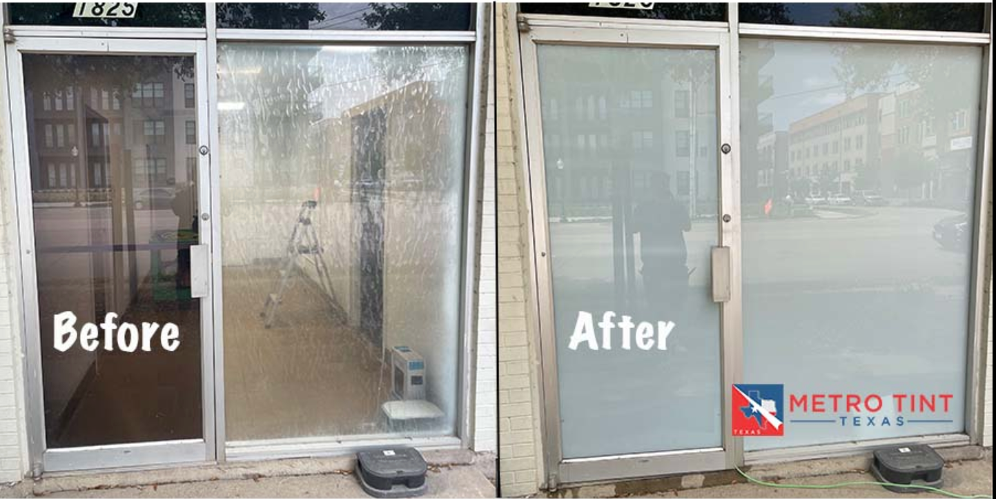 Before and after window tinting for DFW security solutions