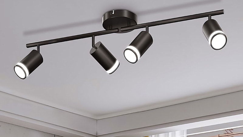 Swing Arm Track Lighting with Four Cylindrical Heads