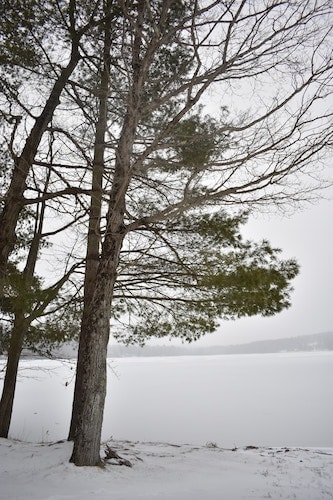 Lake in the winter season on a New England winter getaway