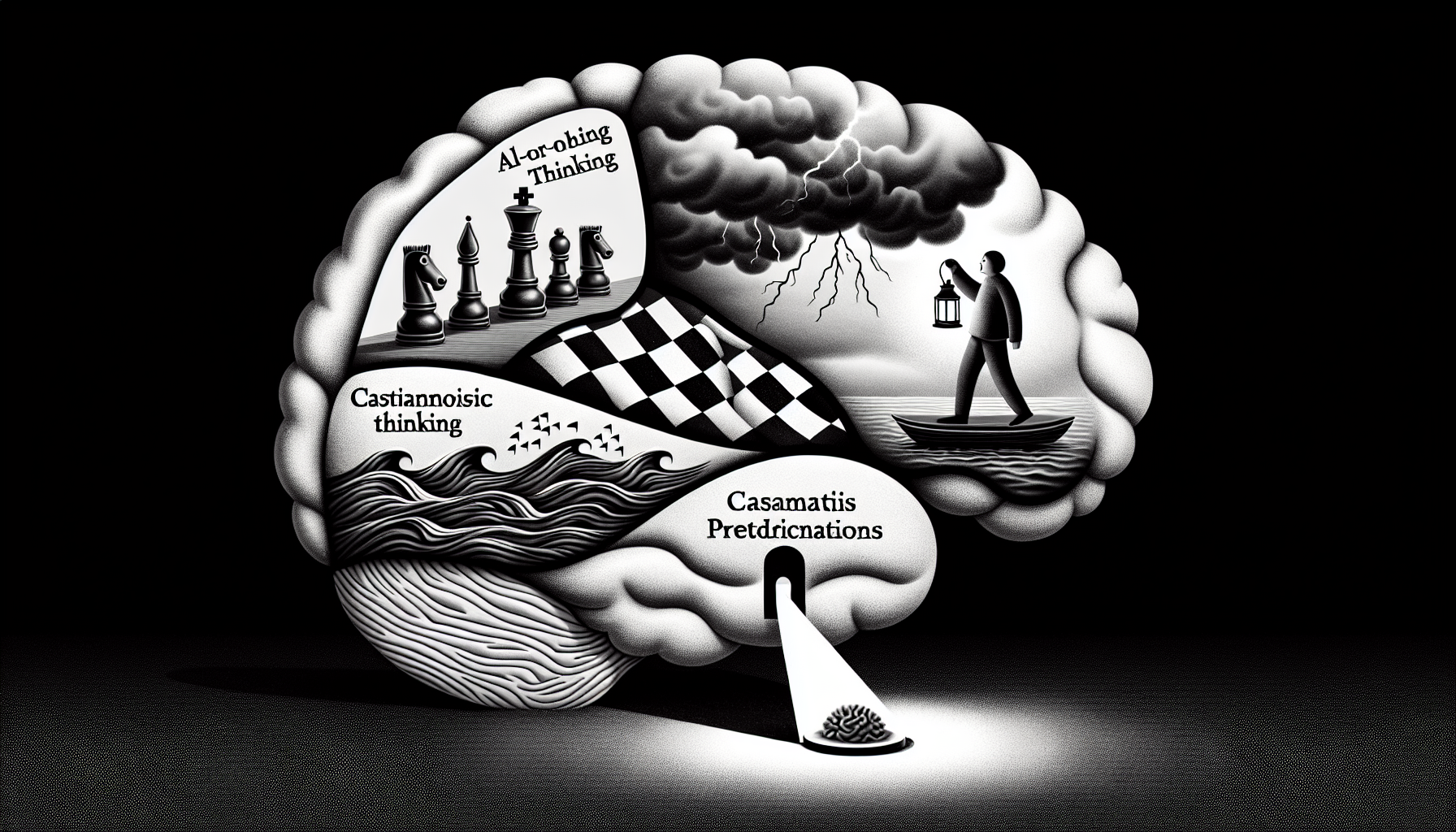 Illustration of cognitive distortions and their impact on depression