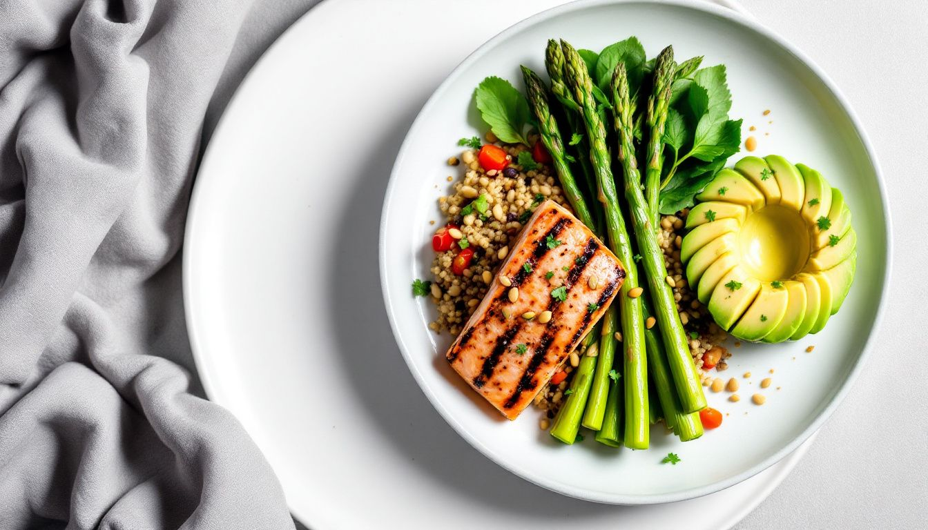 A balanced plate showcasing essential components of a Tirzepatide diet.