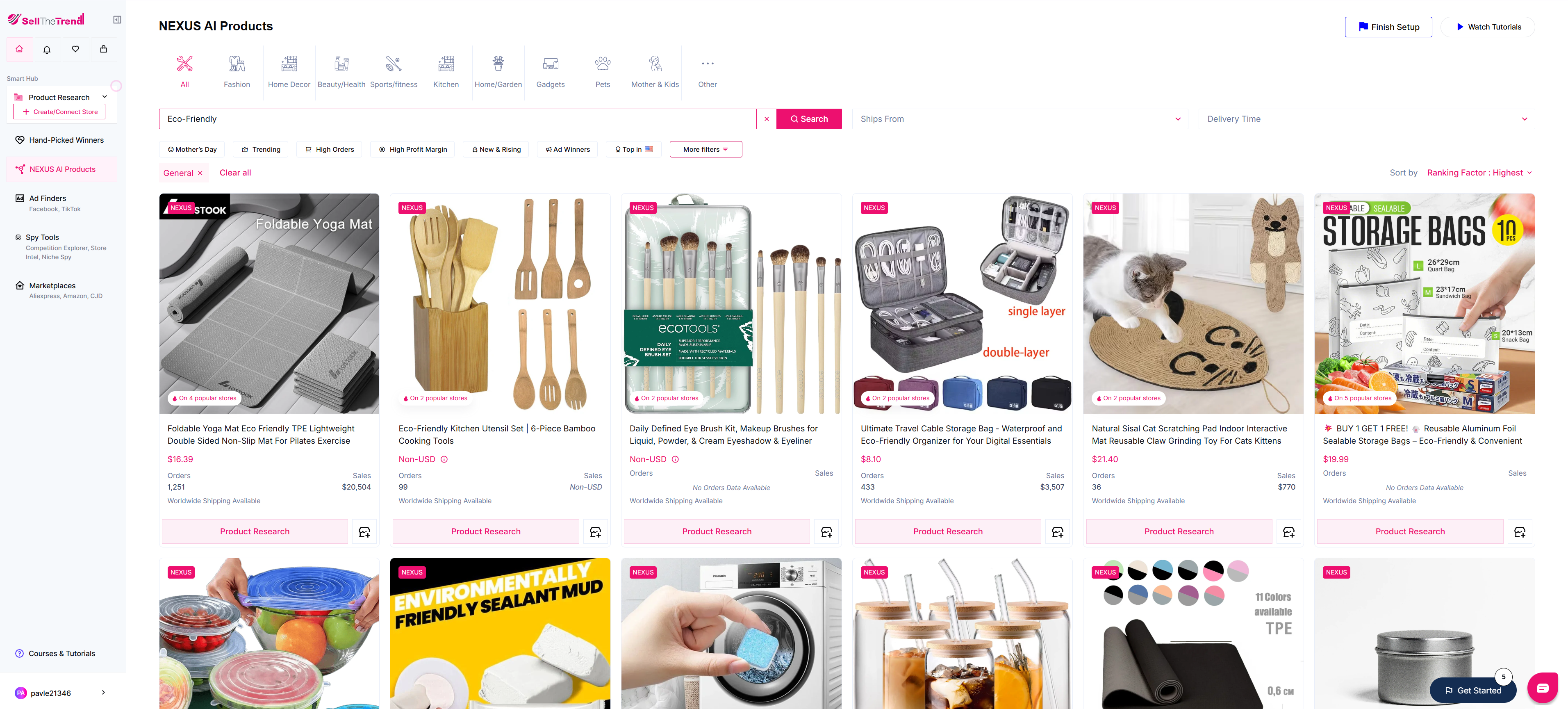 using sell the trend instead of google trends to eco-friendly essentials