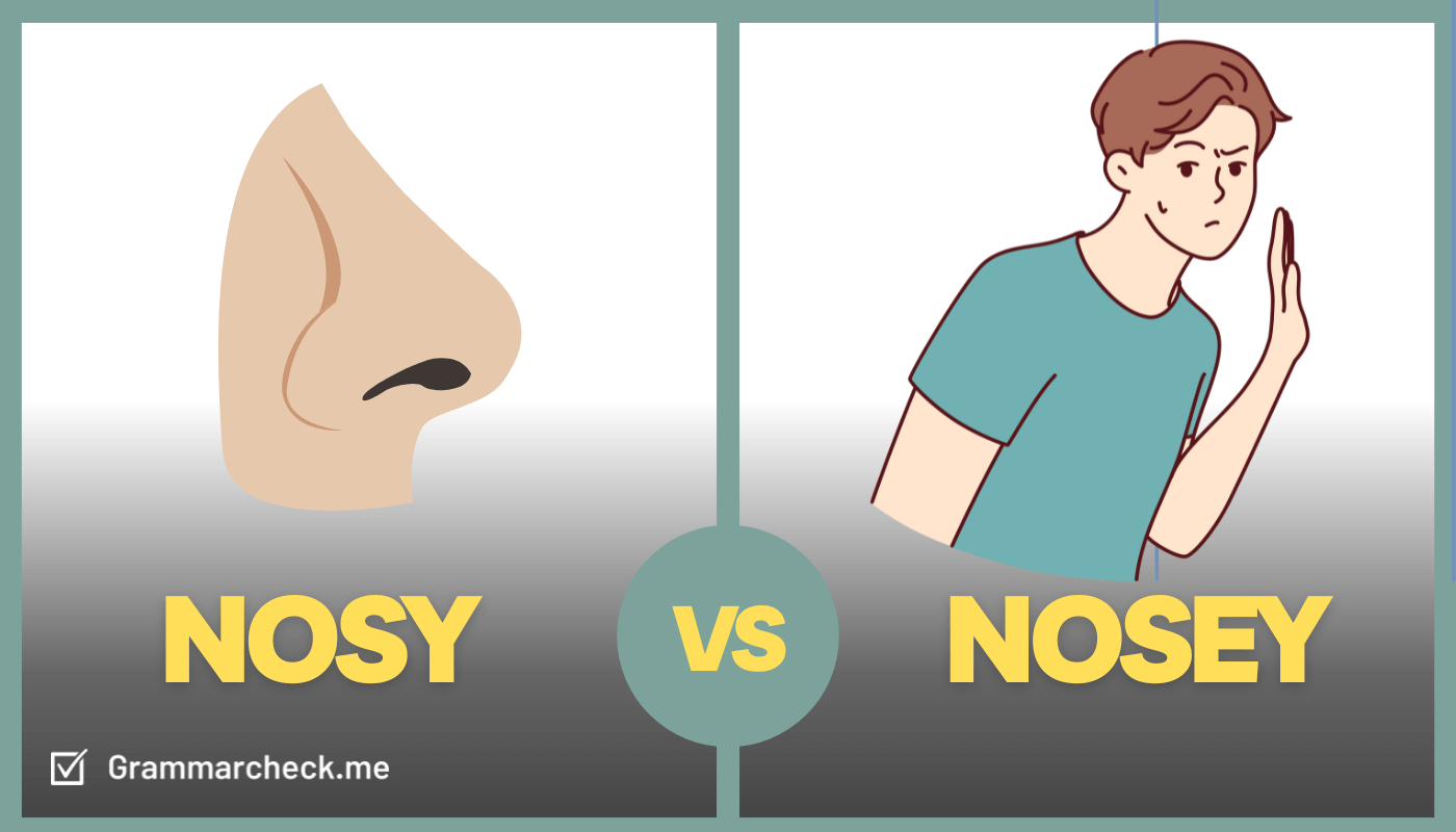 comparison of how to spell the words nosy and nosey