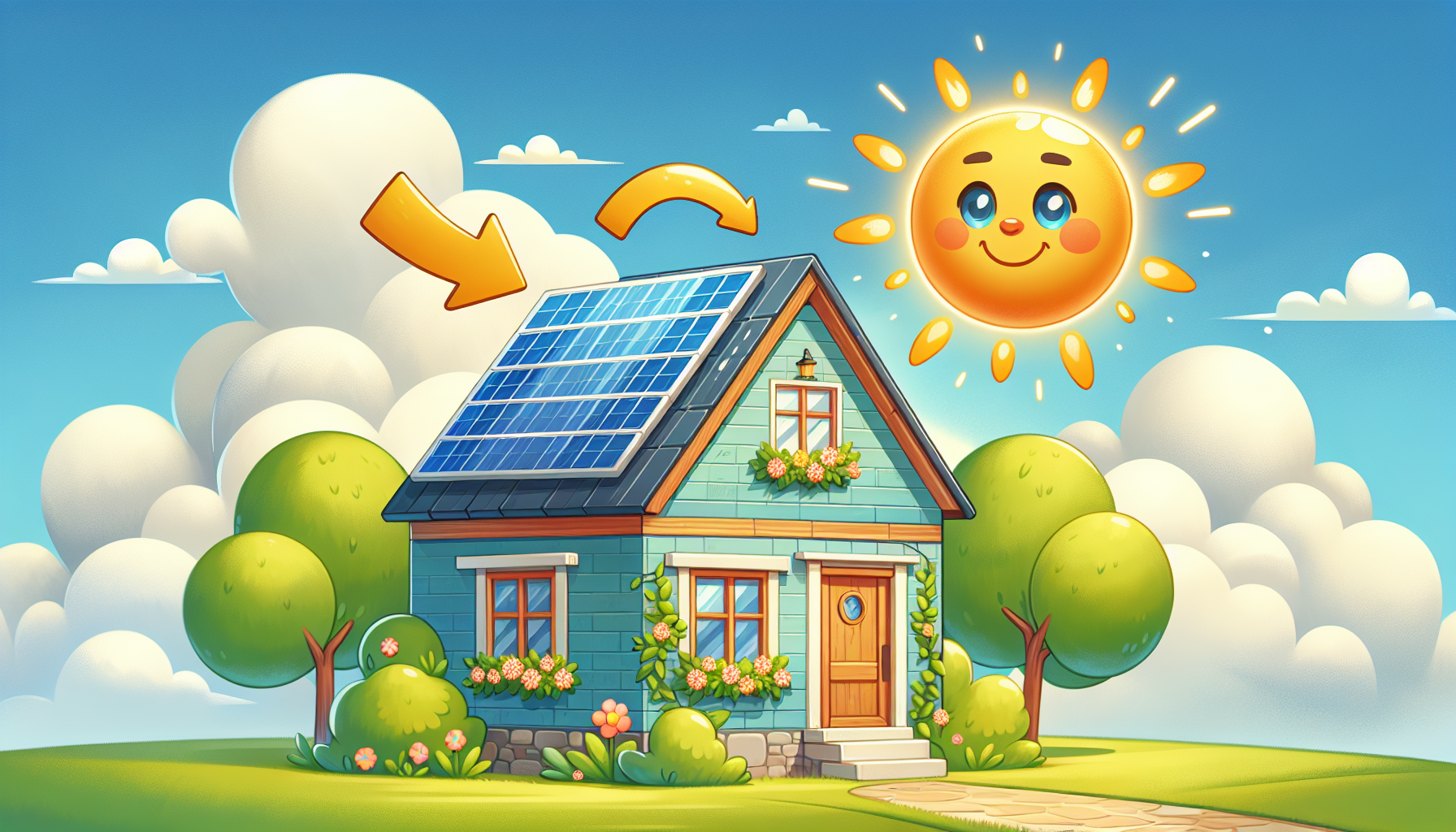 An illustration depicting the process of moving a solar panel system.