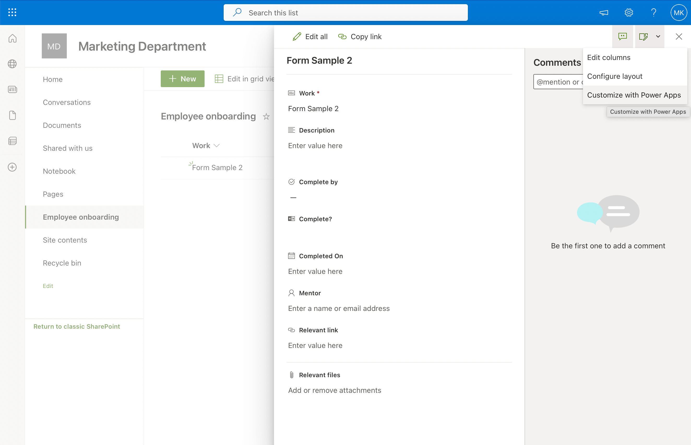 customize sharepoint forms with Power Apps
