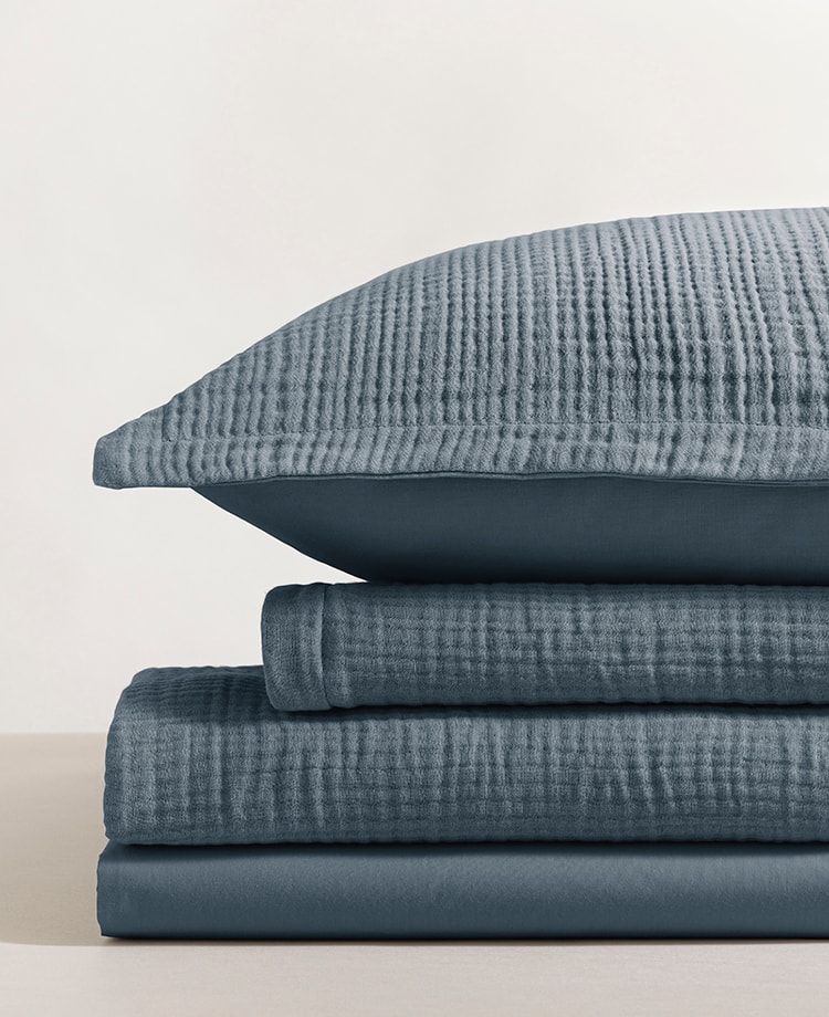 Parure en gaze de coton Bleu Vintage