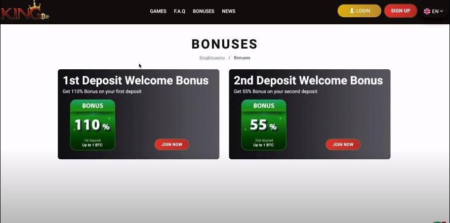 KingBit Casino Bonuses