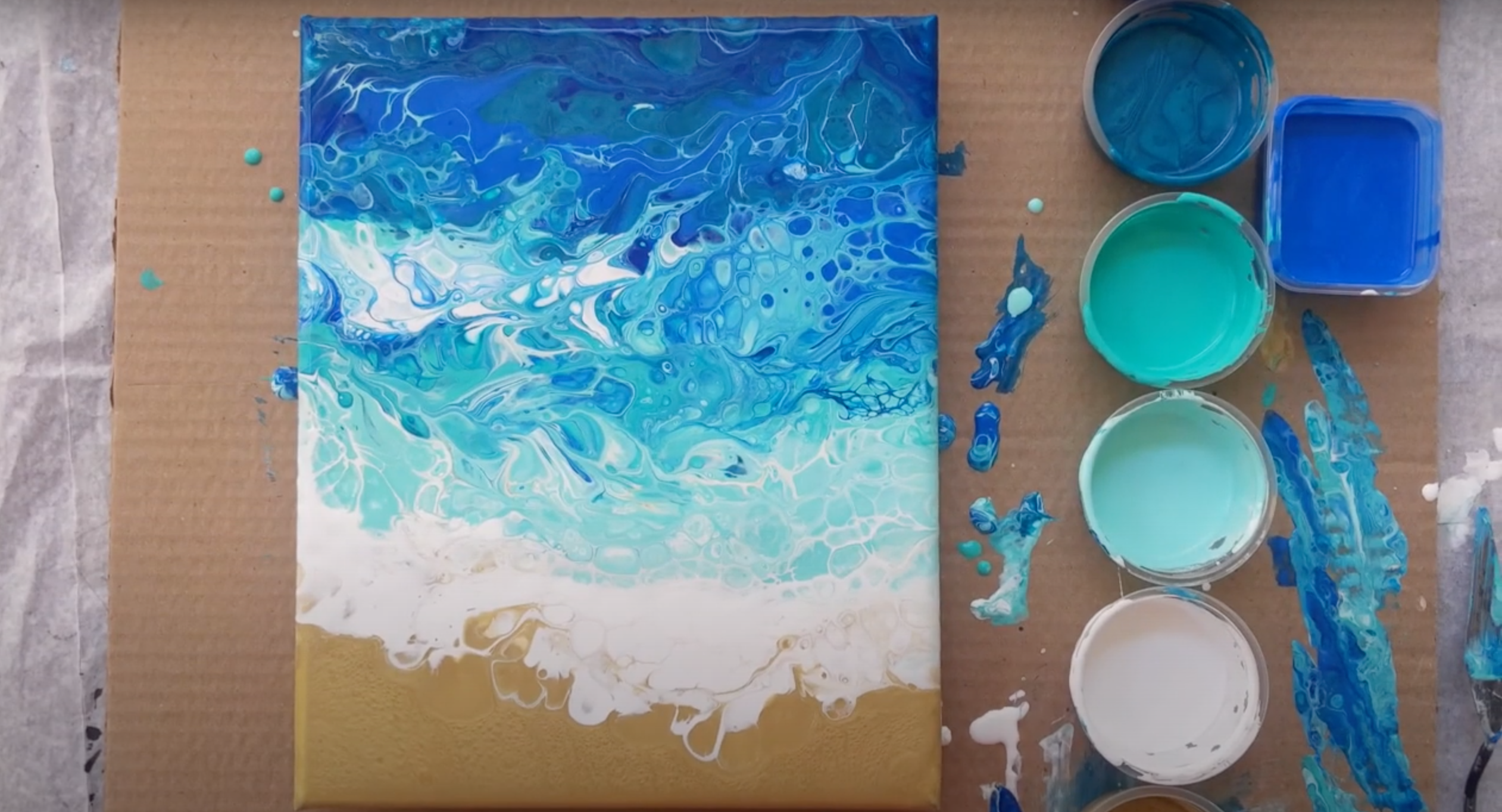 Acrylic Pour Painting Idea #3: Blue Ocean by Milly Art