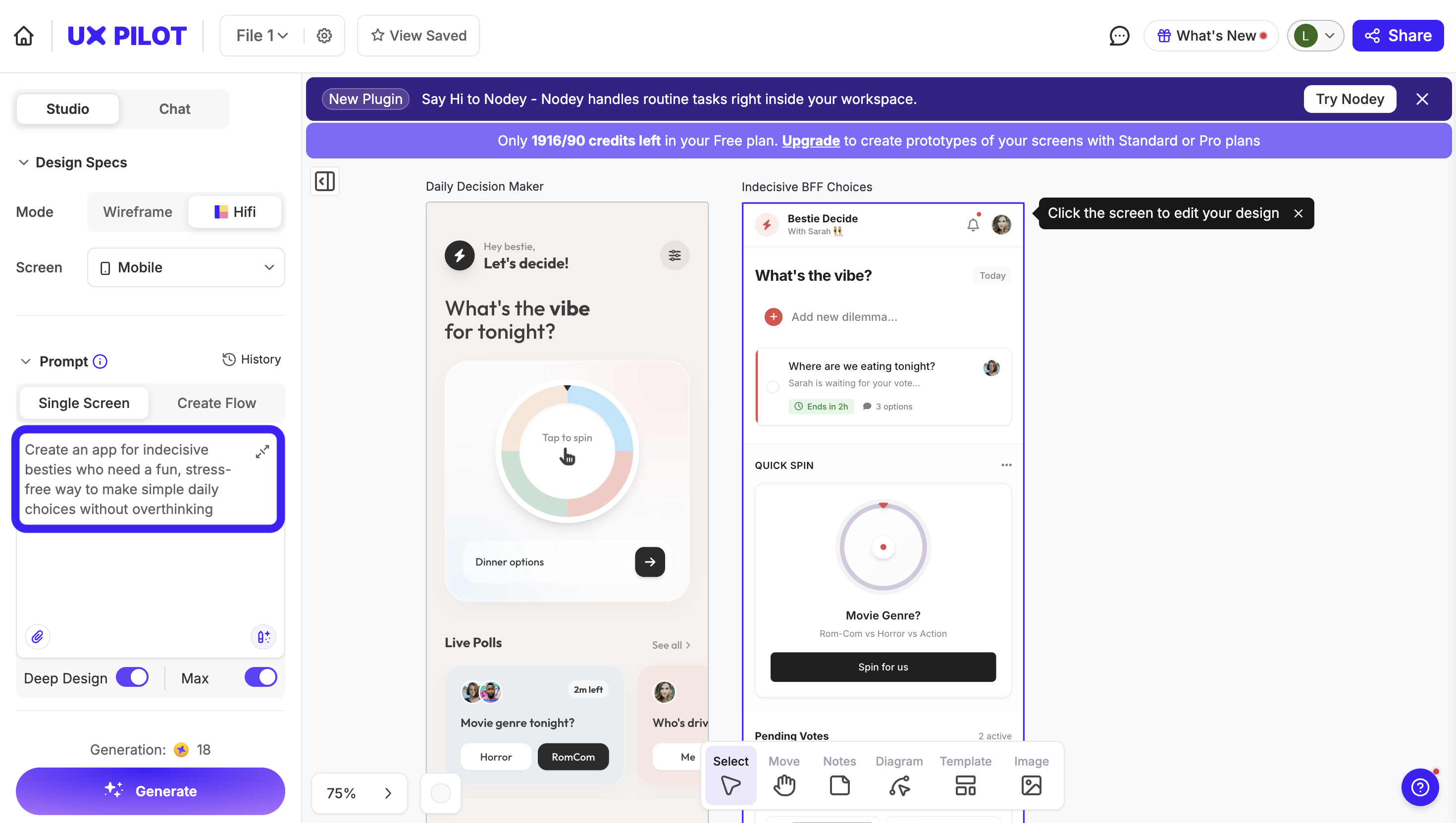 generate sketches from ideas with UXPilot