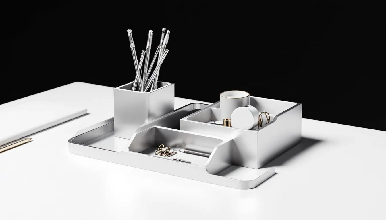 A stylish custom desk organizer, perfect as a personalized gift for the boss.