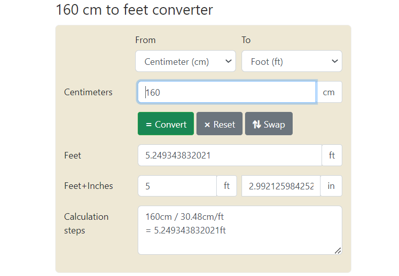 What is 160CM in Feet How to Convert 160CM to Ft Super Easy WuKong Blog