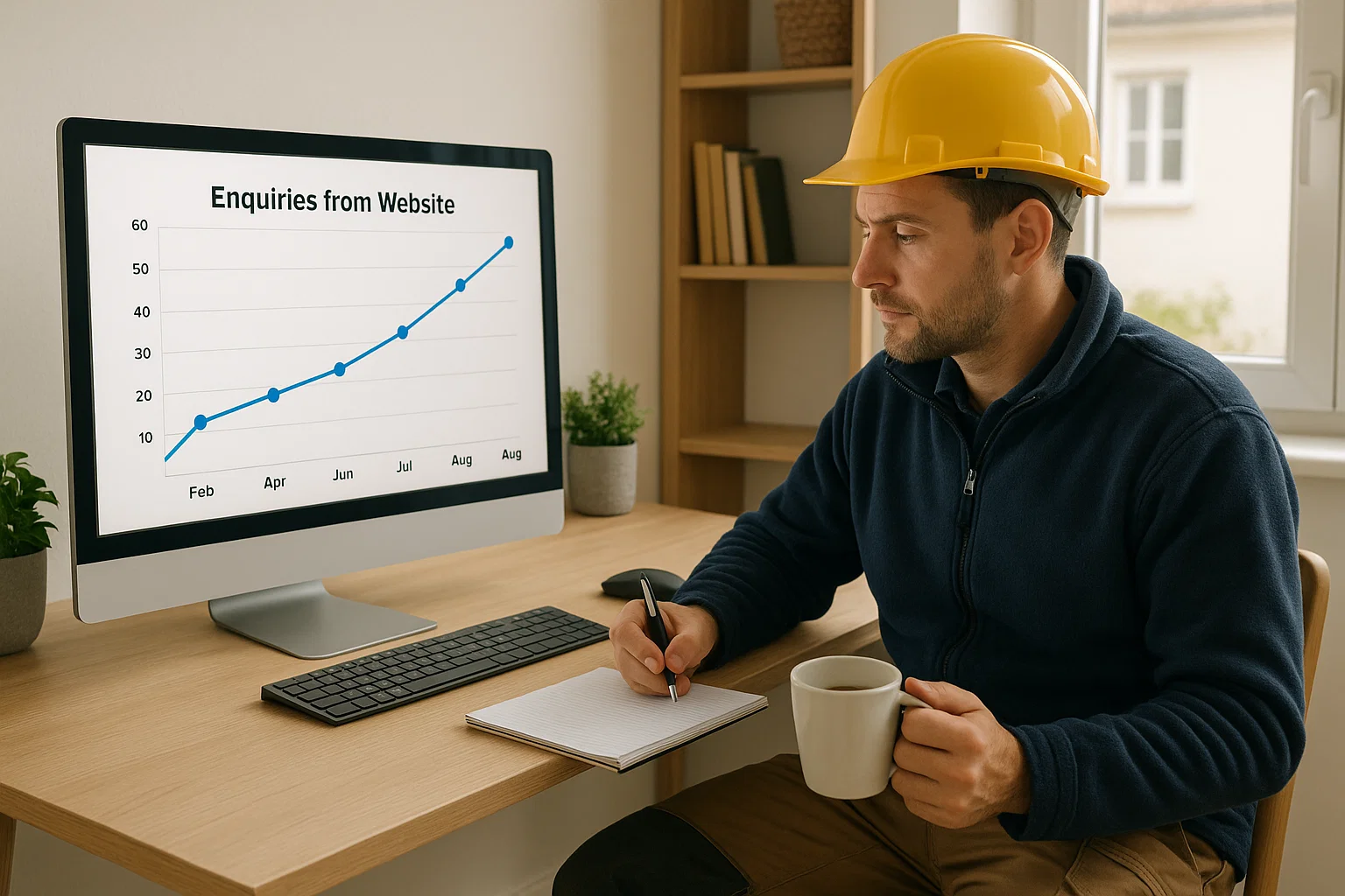 Graph showing long-term SEO growth for a trades business website.