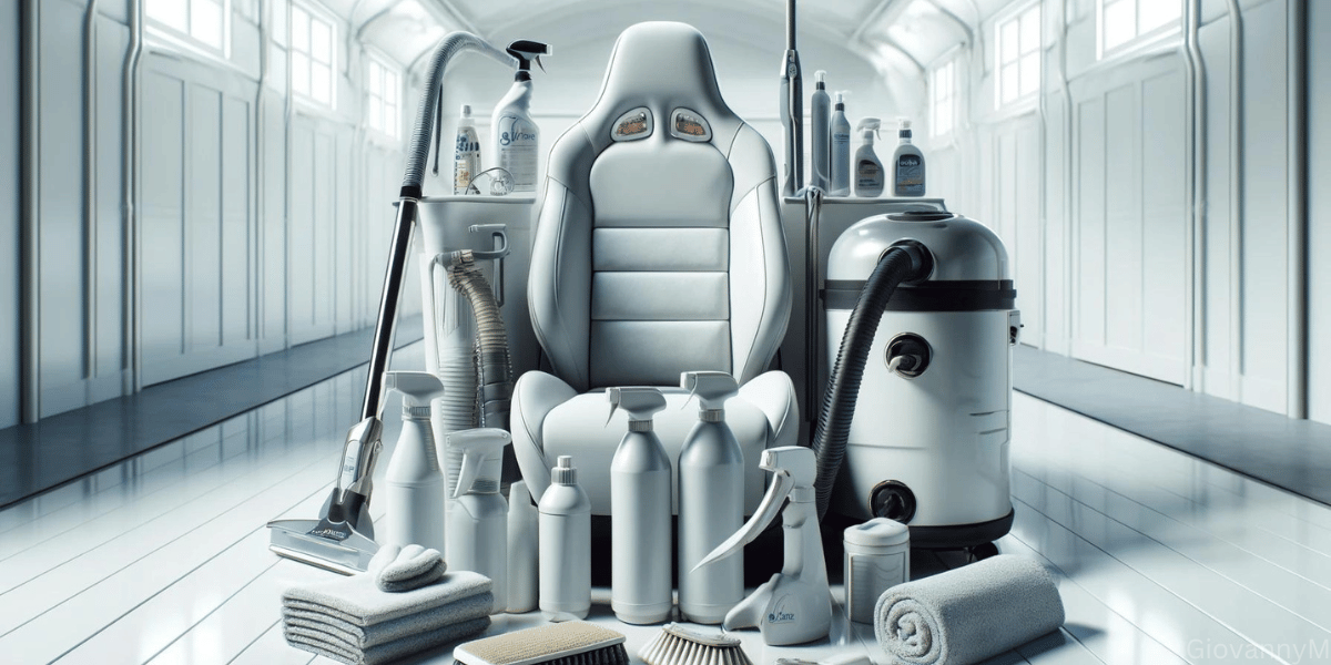 Gather tools to clean cloth seat, upholstery brush, scrub brush, stiff brush, one gallon bucker, hot water, cold water.