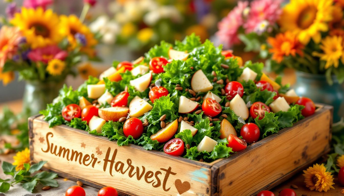 A creative kale salad variation with colorful toppings.