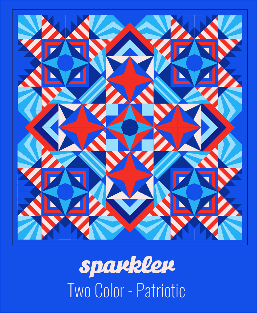 Sparkler quilt patterns: Two-color patriotic