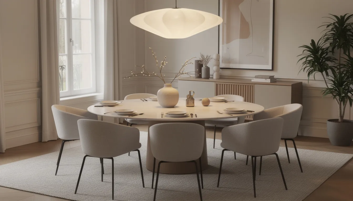 Eetkamerfauteuil kopen? Tips, comfort & stijladvies Een volledig gestylde eethoek met een elegante ovale eetkamertafel, omringd door meerdere comfortabele lederen eetkamerstoelen uit de Urbansofa collectie. Boven de tafel hangt een sfeervolle lamp die warmte en gezelligheid toevoegt aan de ruimte.