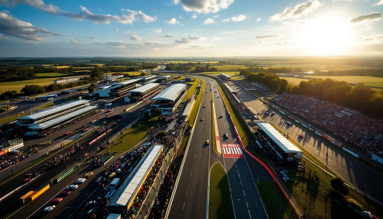 A stunning view of an iconic F1 racetrack from above.