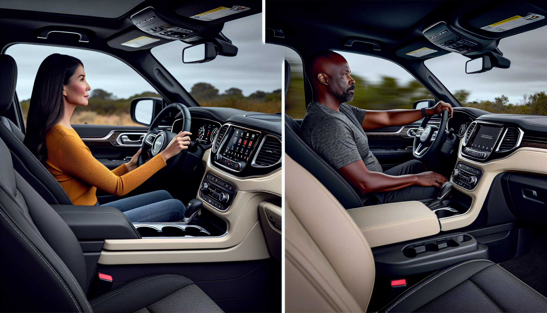 Interior space and comfort for passengers in Jeep Grand Cherokee and Ford Explorer