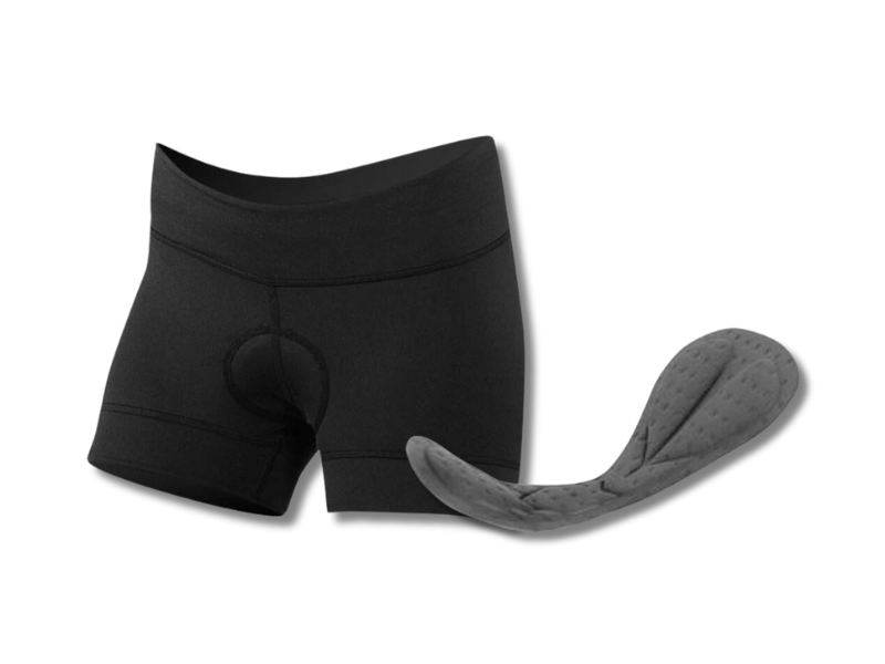 An image showing cycling shorts with chamois padding and moisture-wicking fabric.