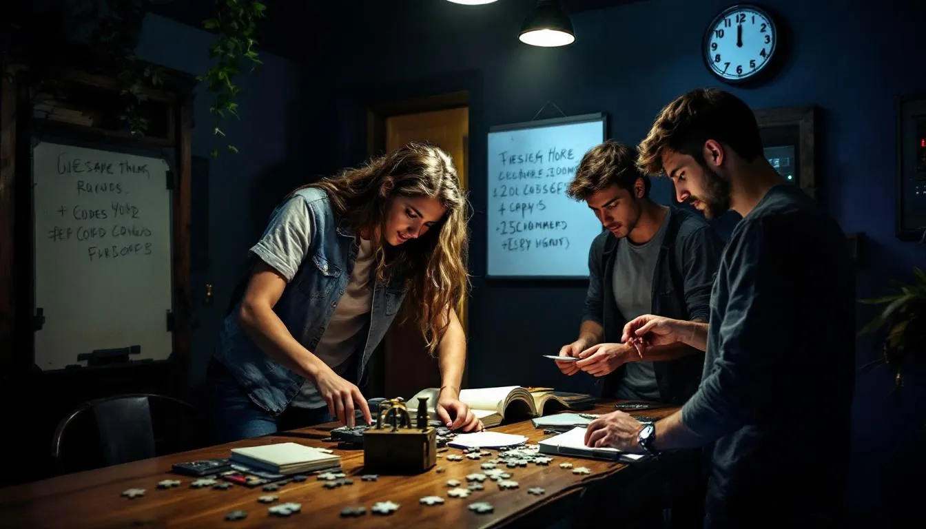 Młodzi ludzie bawią się w escape roomie, intensywnie rozwiązując zagadki i współpracując ze sobą, co tworzy wyjątkowy moment pełen emocji. Tego rodzaju wspólna zabawa to doskonały pomysł na prezent na 18 urodziny, który z pewnością ucieszy solenizanta.