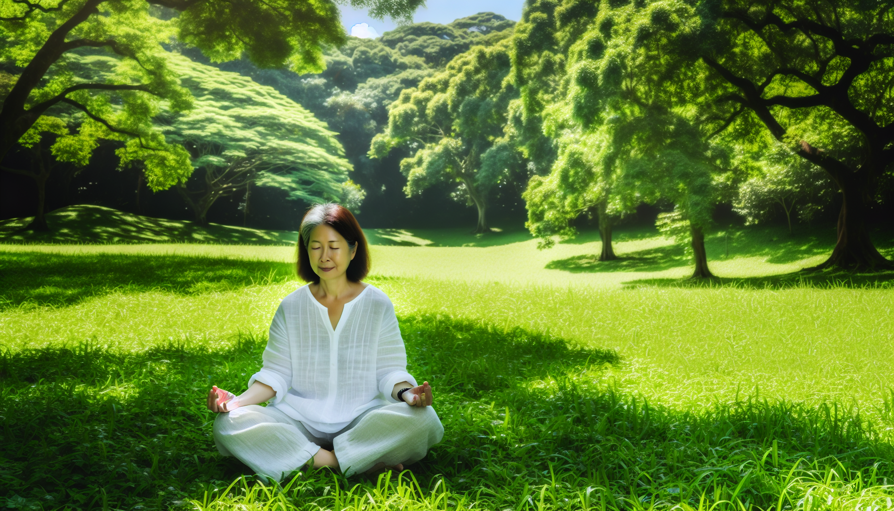 Photo of a person practicing mindfulness in a serene natural setting