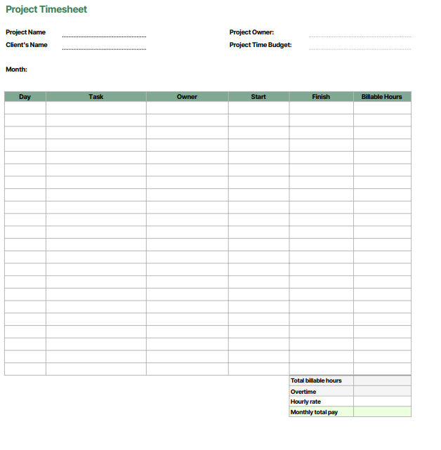 time tracking template google sheets