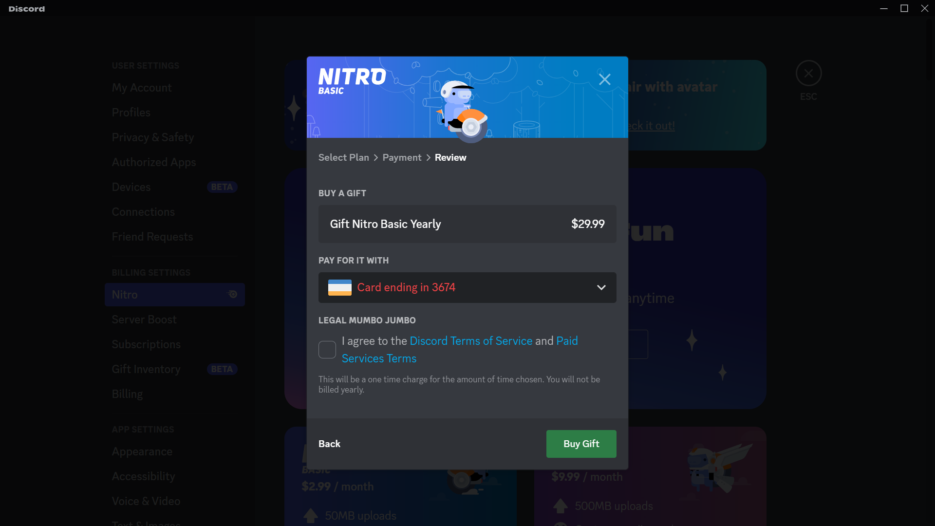 Discord Nitro payments page