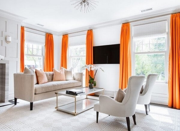 Bright orange modern curtains