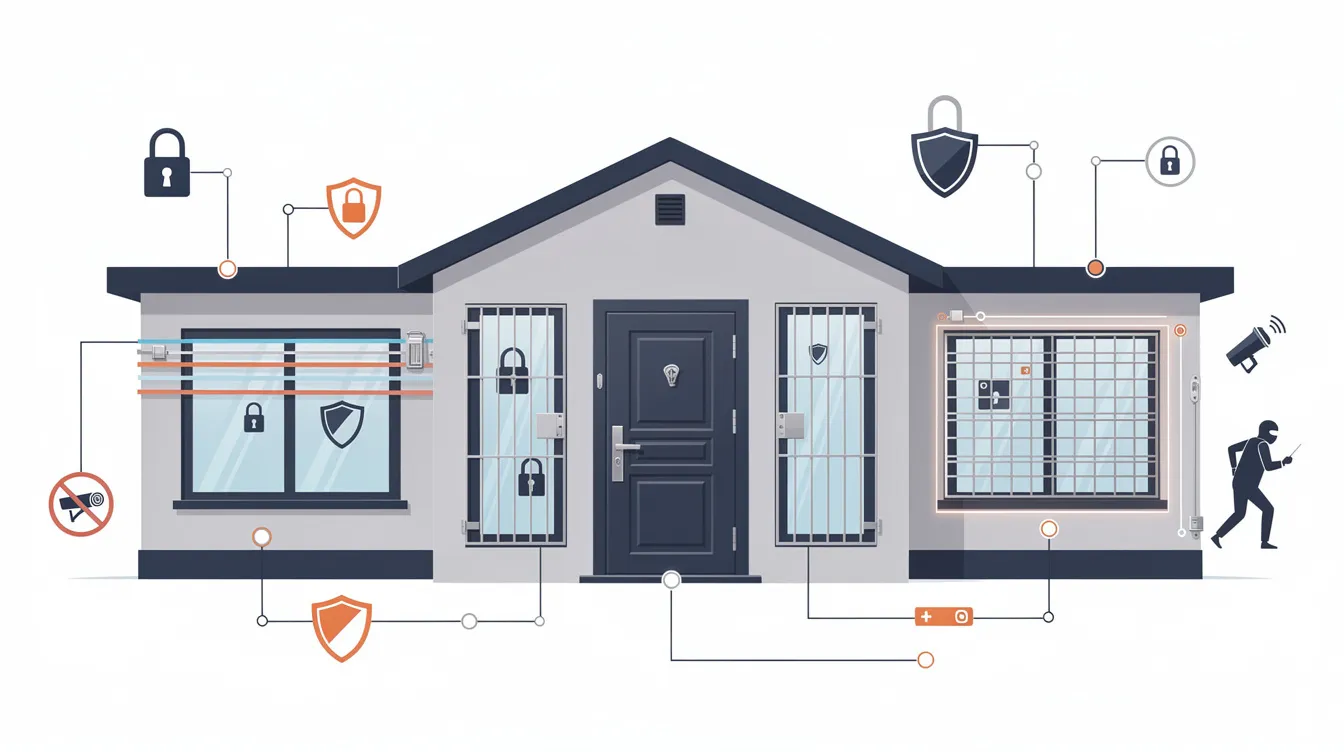 High security doors and windows enhancing home protection against break-ins.