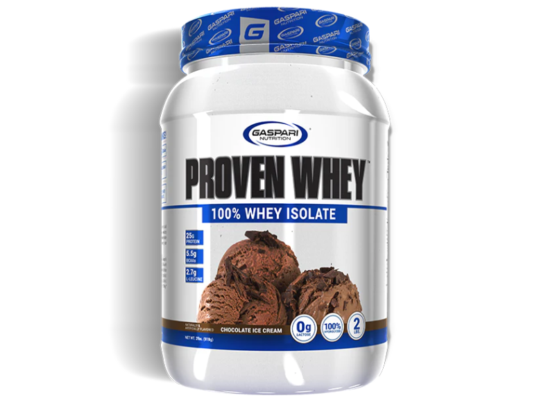 Image of a whey protein by Gaspari Nutrition for building muscle mass during a 5 day workout split.