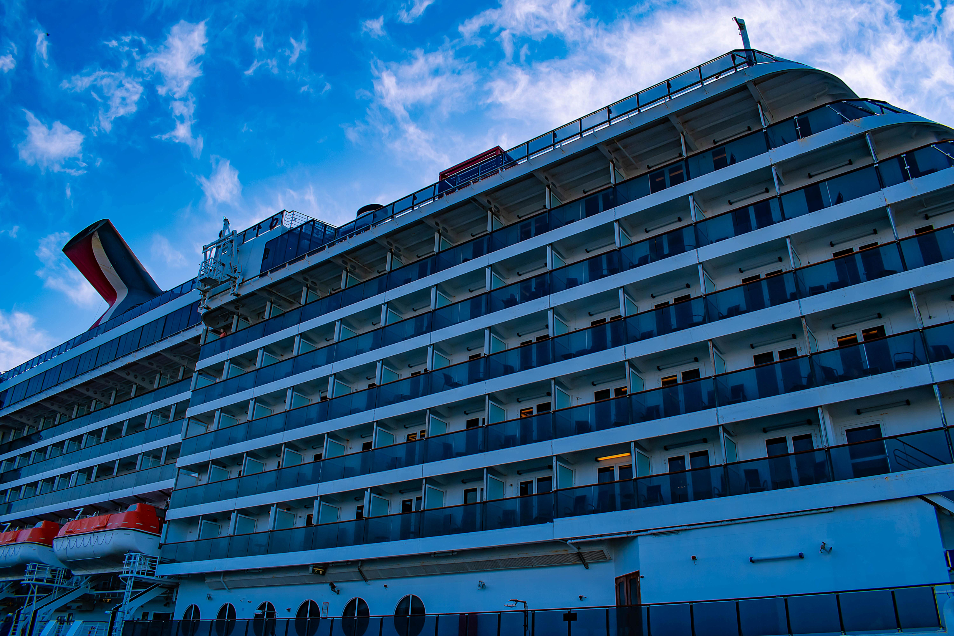 Cruise ship decks from a side view
