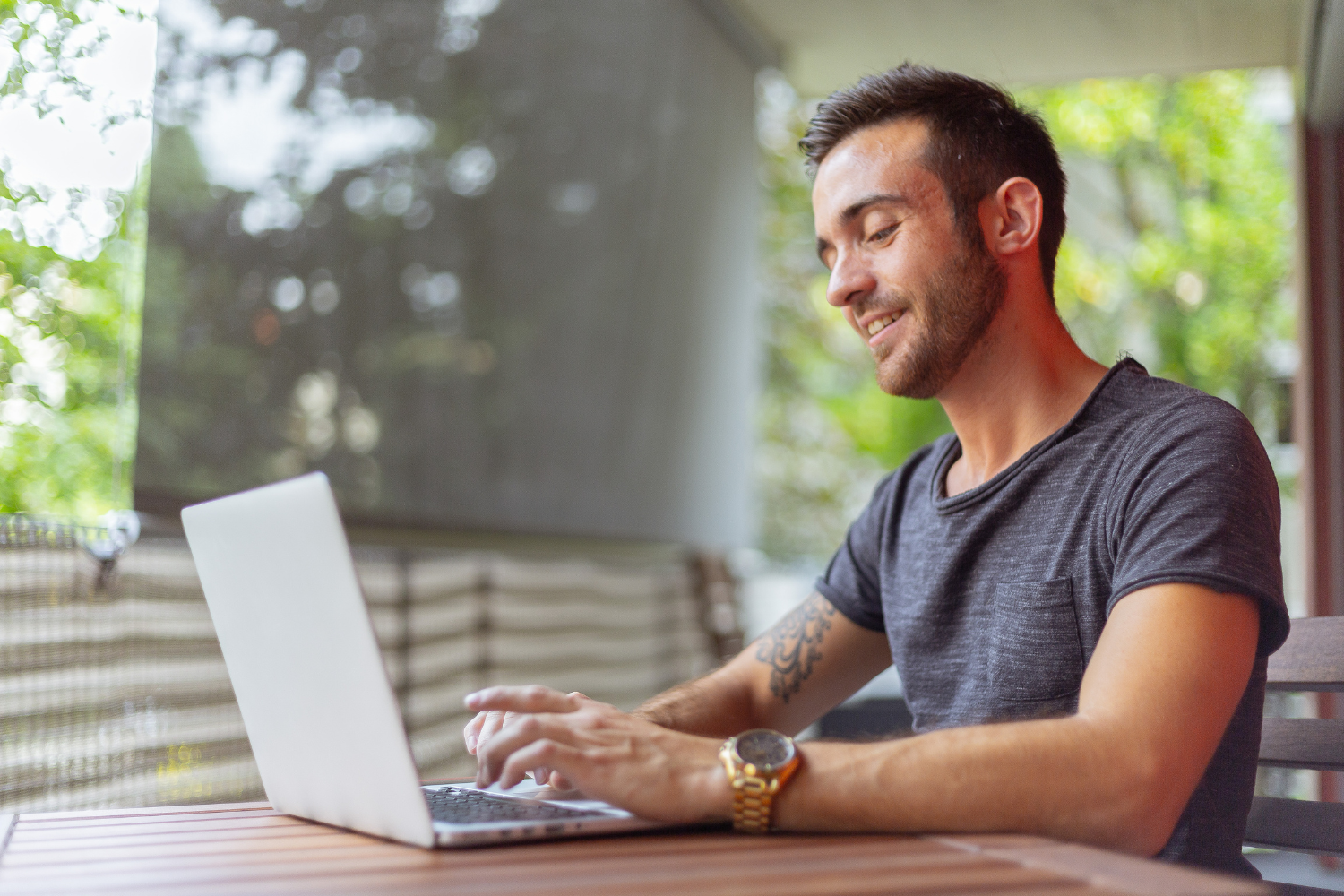 A business owner using his laptop.