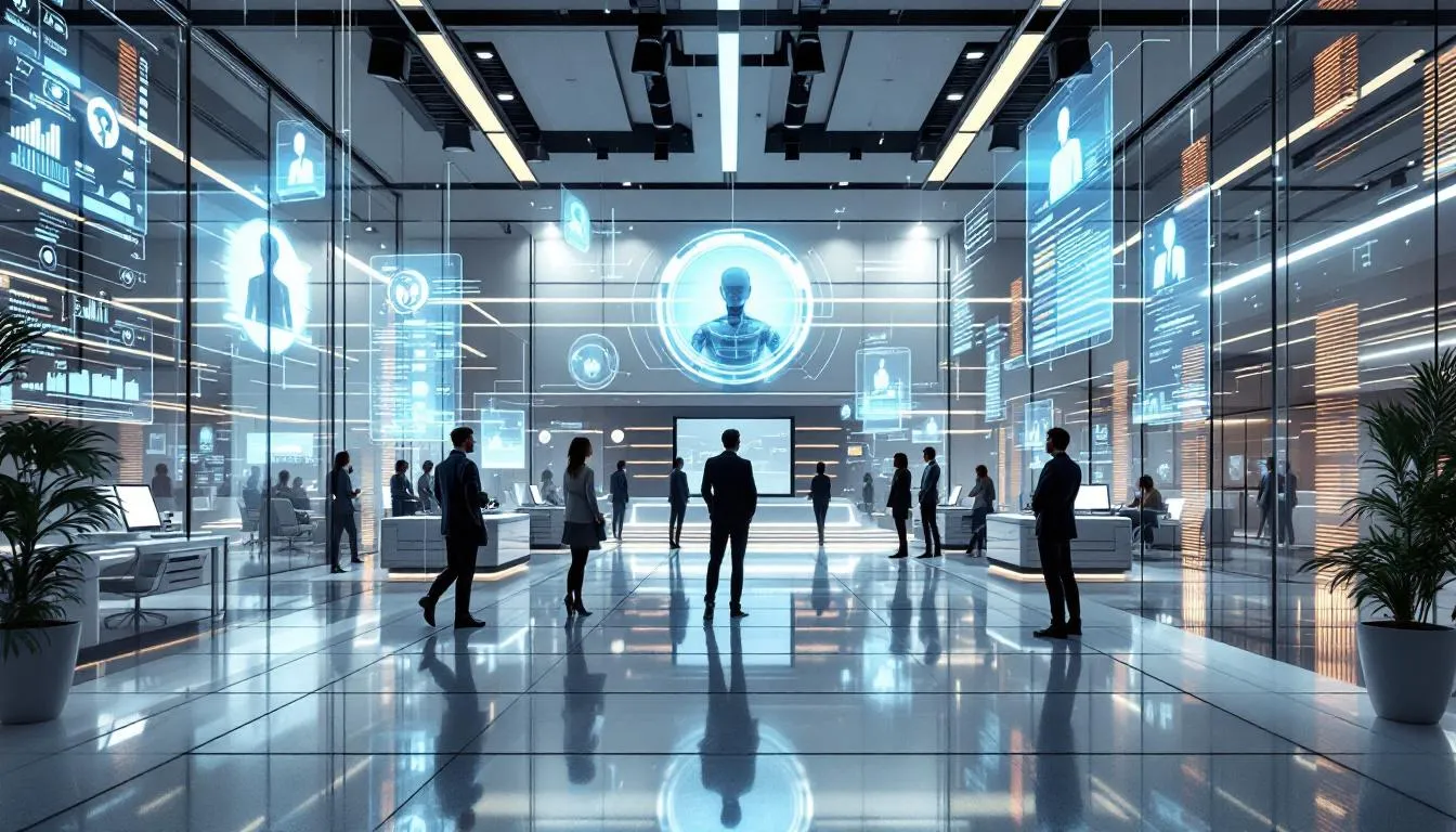 A futuristic view of trends in AI recruitment.
