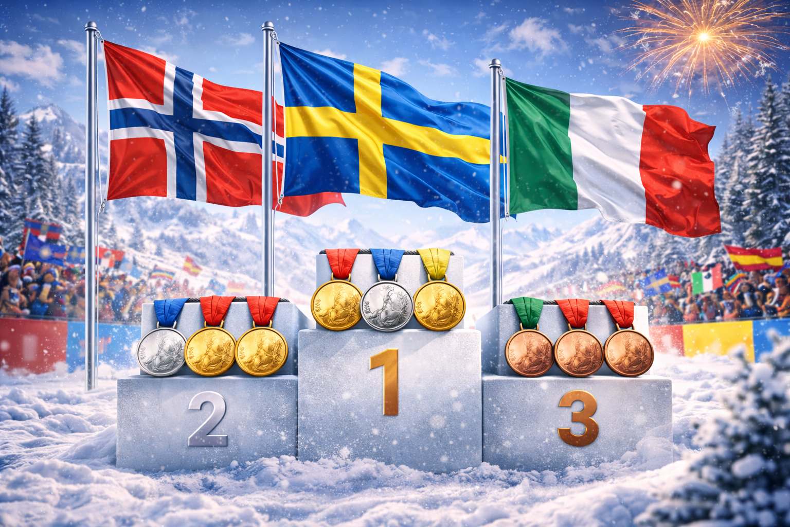 medaljligan - sverige, norge och italien i vinter os 2026