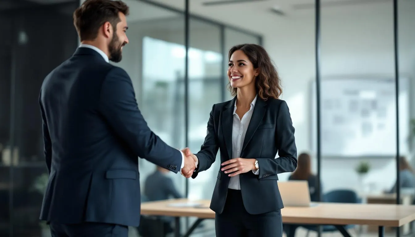 Une poignée de main entre deux personnes symbolise un accord ou une collaboration, évoquant l'expertise et le savoir-faire dans le domaine de la réparation de fissures au Québec. Cette image représente l'importance des services professionnels pour résoudre des problèmes d'infiltration dans les maisons et assurer la sécurité des fondations.