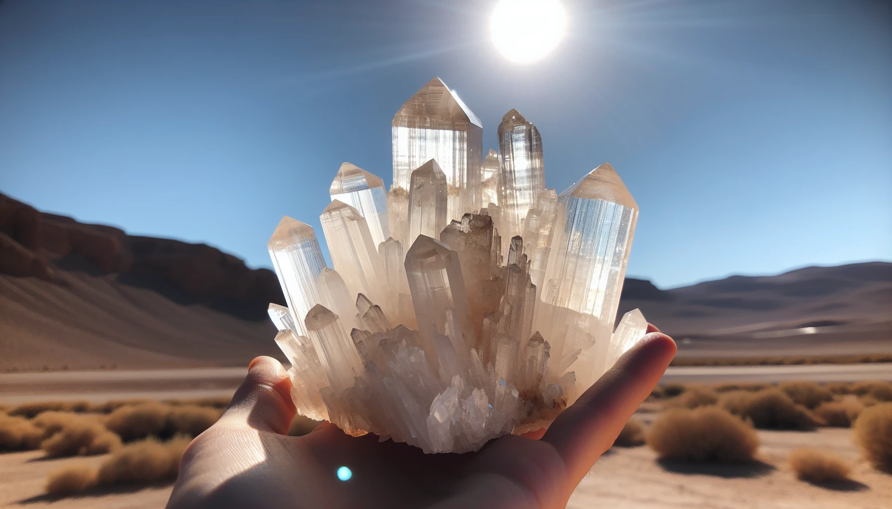 Selenite crystals in direct sunlight