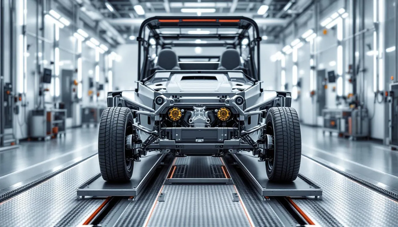 Ein Fahrzeug, das zur Hauptuntersuchung bei TÜV SÜD Solingen vorbereitet wird.