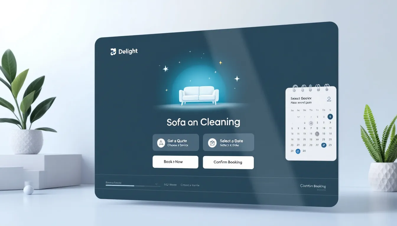 A simple and user-friendly booking process for Delight's sofa cleaning services.