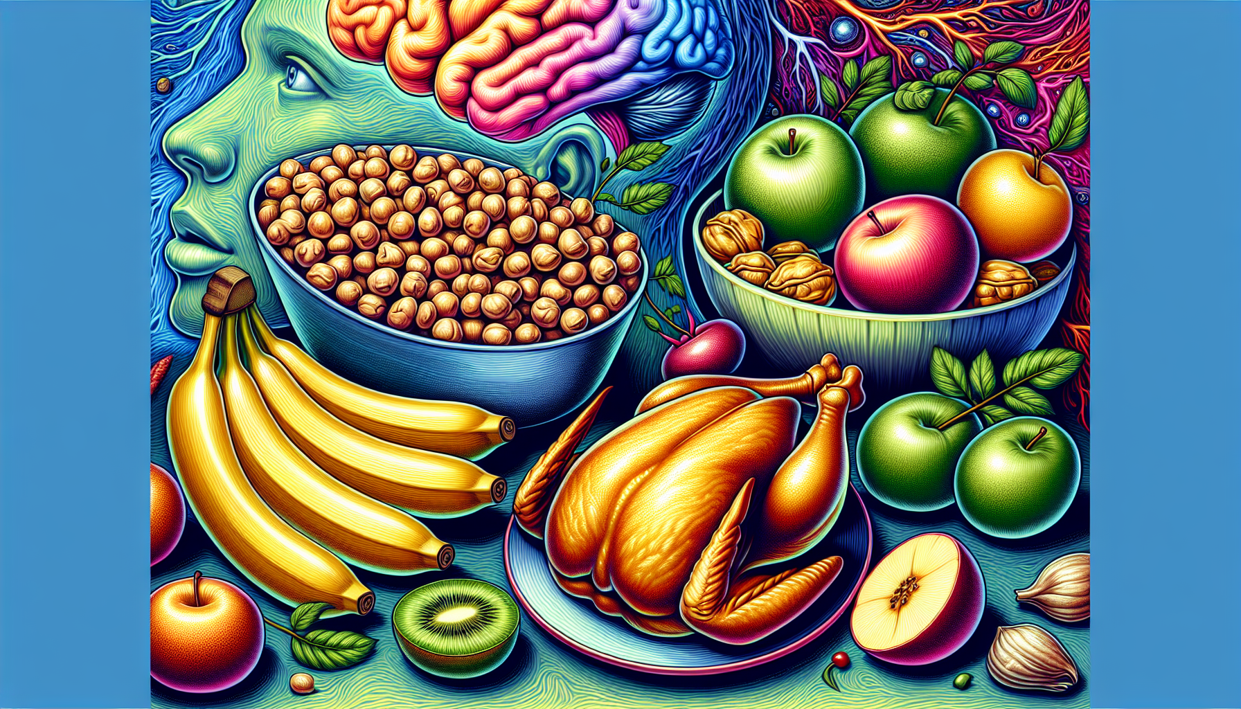 Illustration of a variety of vitamin B6 rich foods