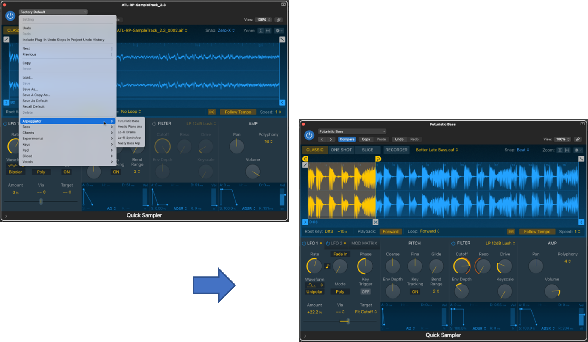 Loading a preset sound