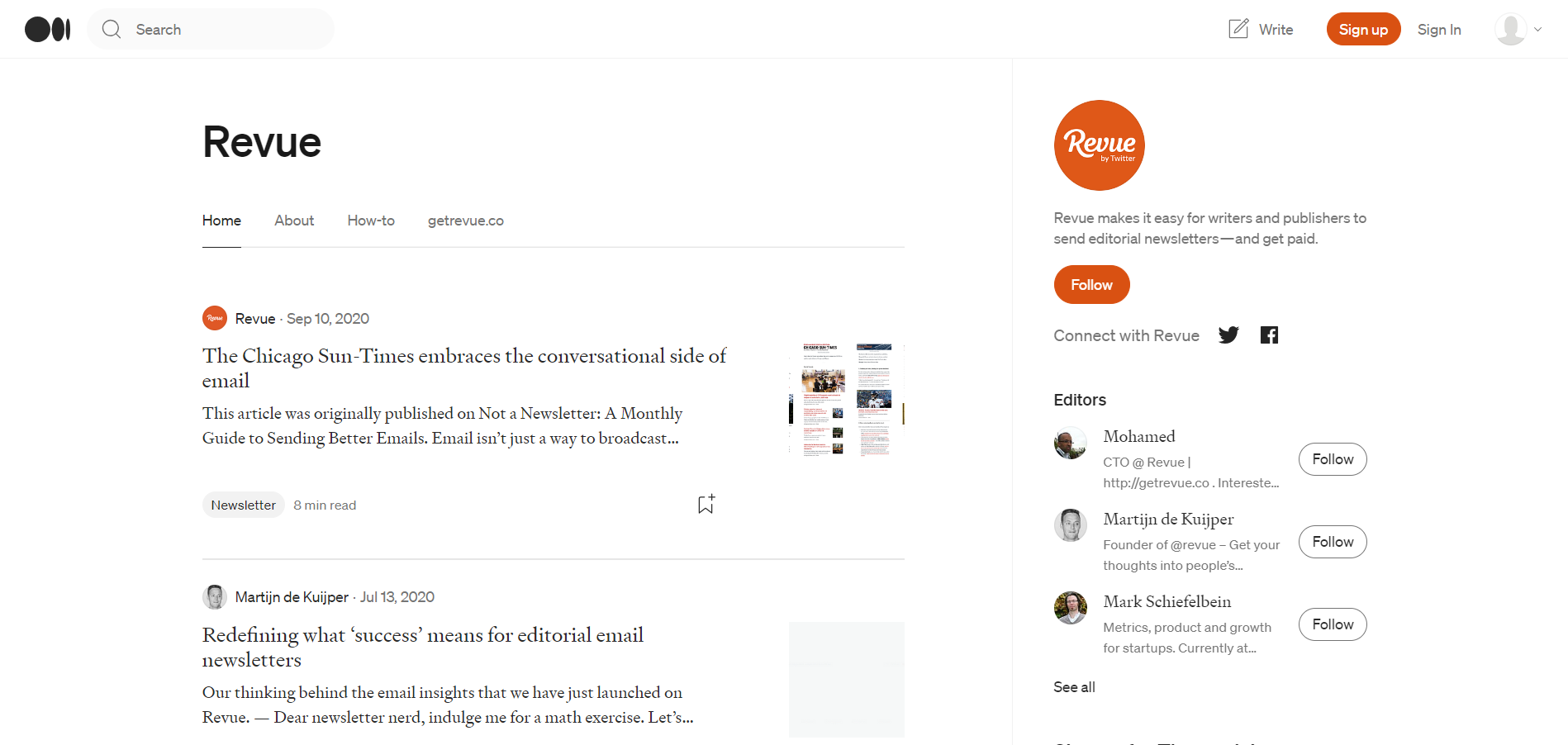 Revue newsletter platform