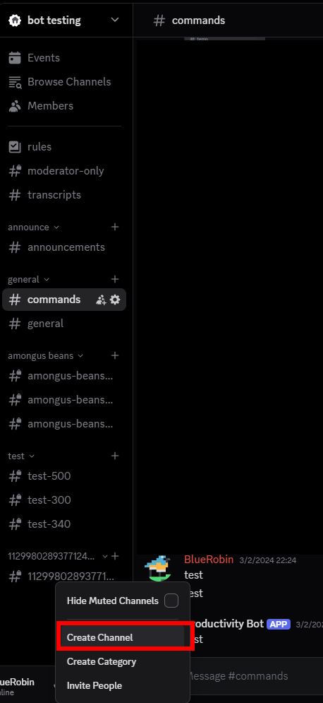 Adding a text channel (Discord channel)