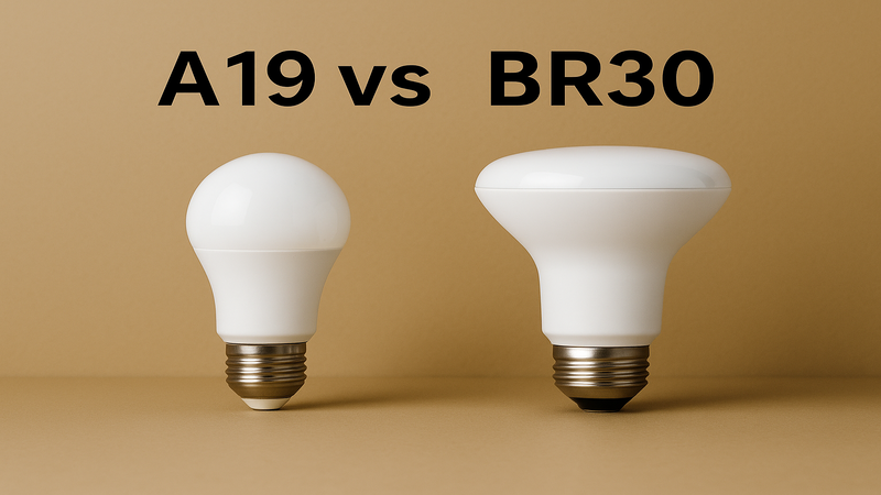 A19 and BR30 bulbs are among the typically used bulbs in residential settings
