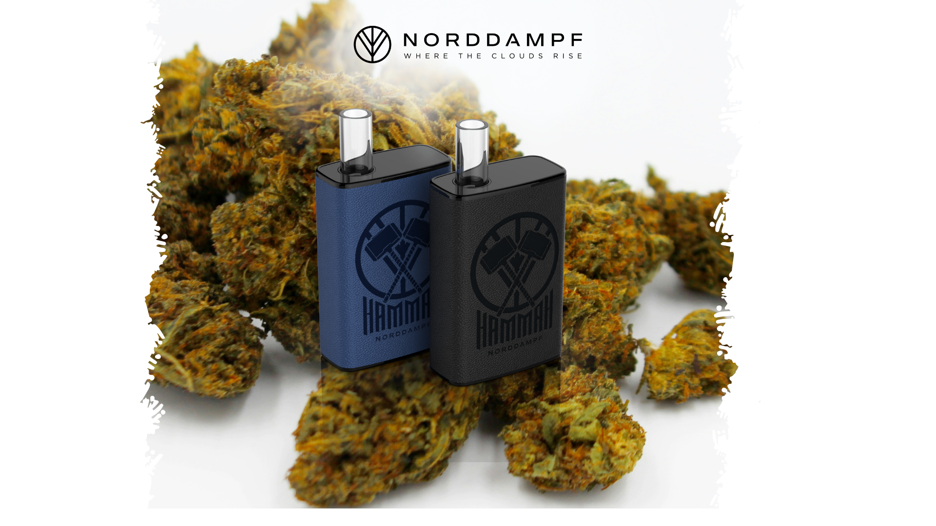 Vaporizer Hammah mit getrocknetem Cannabis im Hintergrund