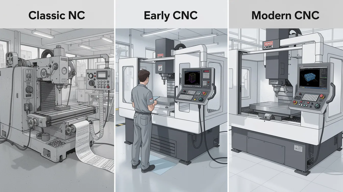 The image depicts a modern computer numerical control (CNC) machine in action, showcasing its advanced capabilities in performing complex machining tasks with high precision. The CNC milling machine is equipped with multiple axes and cutting tools, illustrating how it automates the manufacturing process while minimizing human intervention.
