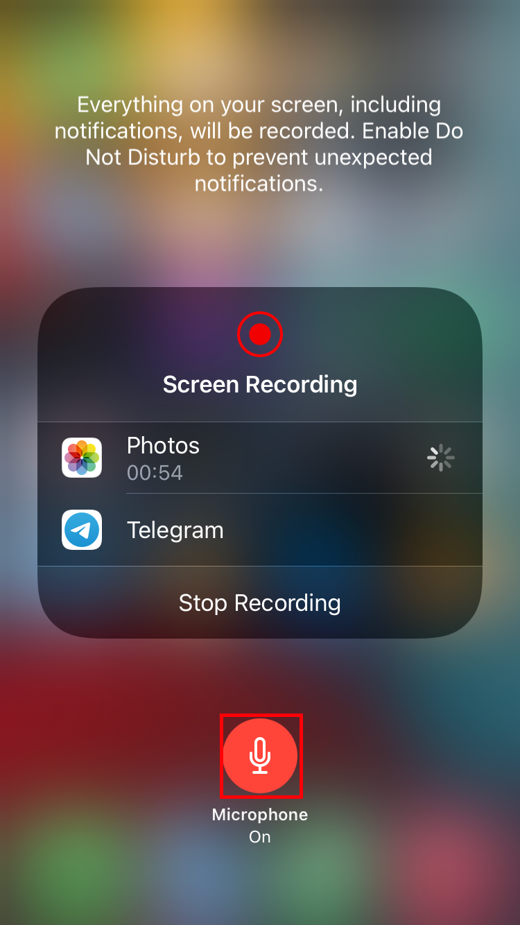 Microphone to turn on audio recording when recording your iPhone screen