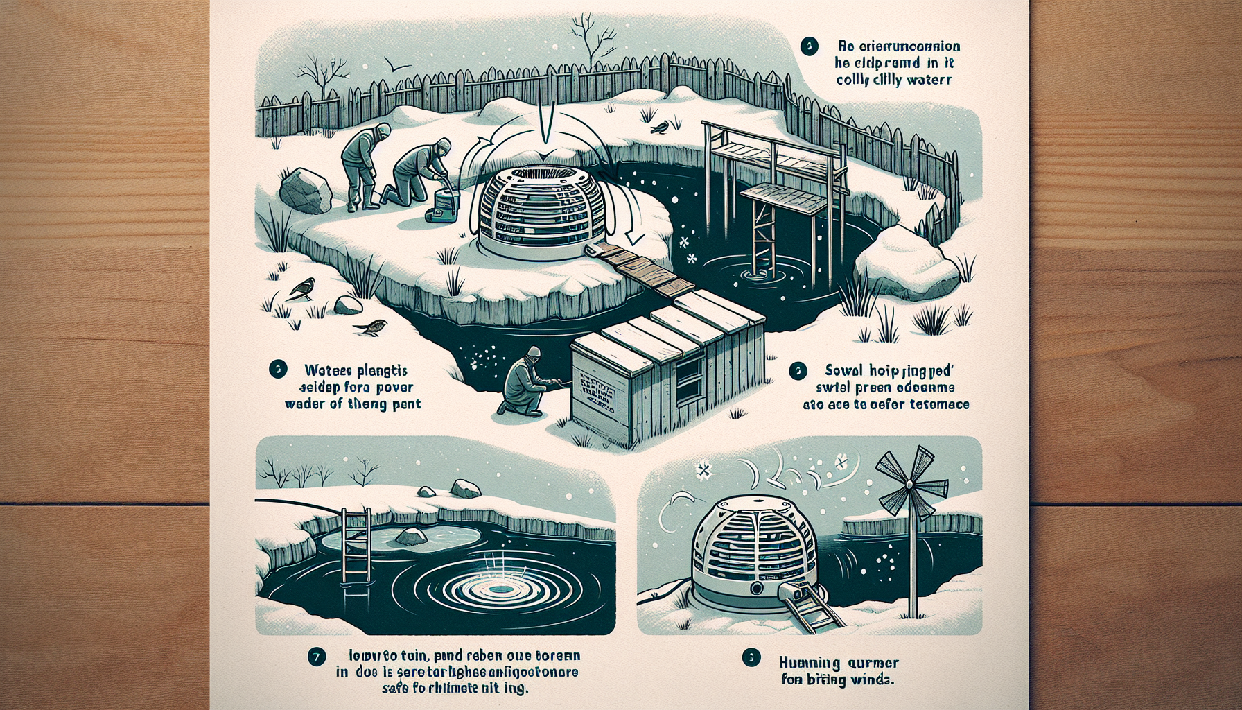 Illustration of efficient pond de-icer installation