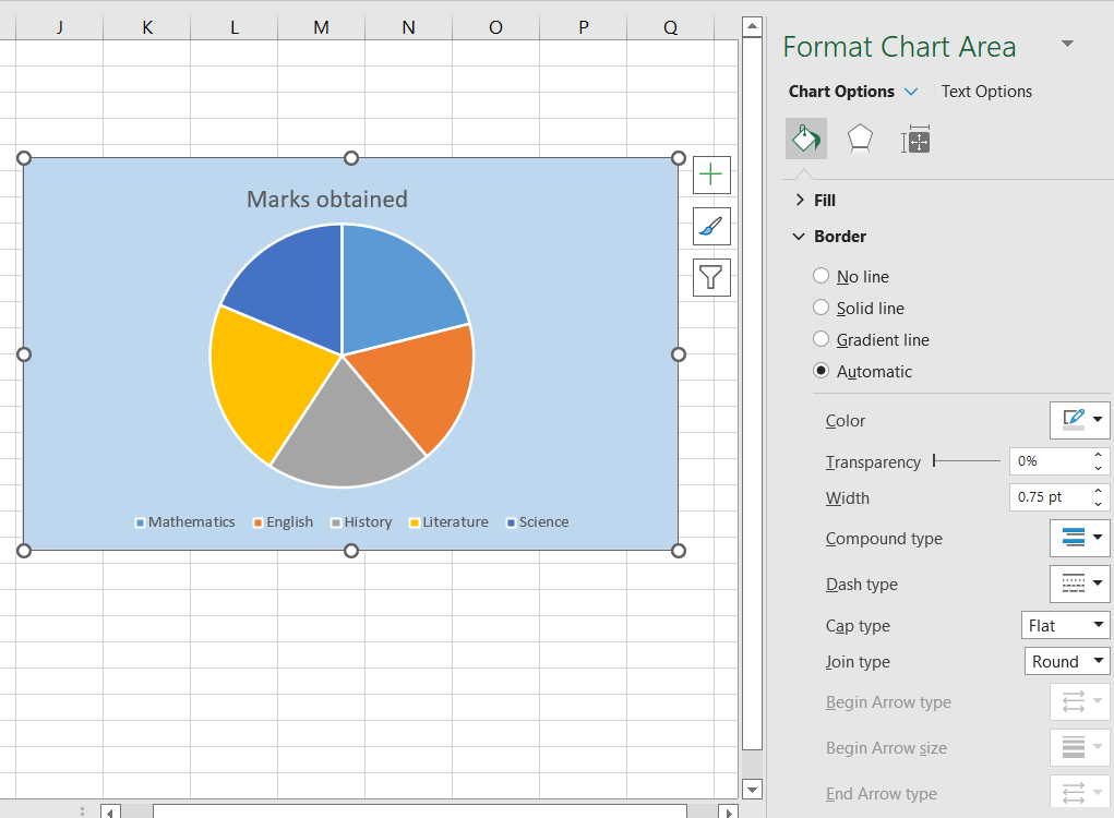 Editing borders of pie chart in Excel